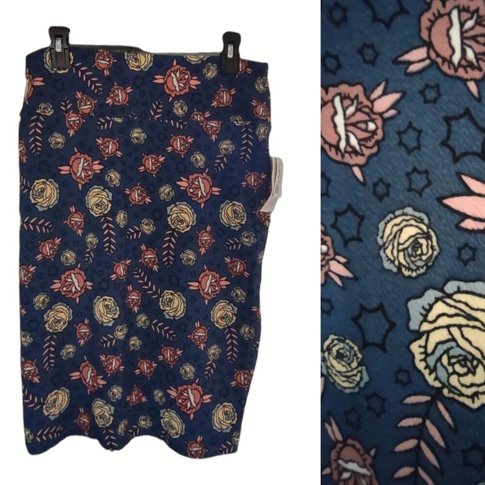 Lularoe Floral Stretch Cassie Skirt Size L